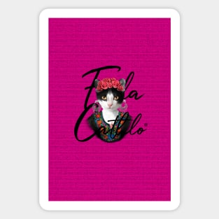 Mex Pink TXB back Cat Frida Cathlo version of - Frida Kahlo Sticker